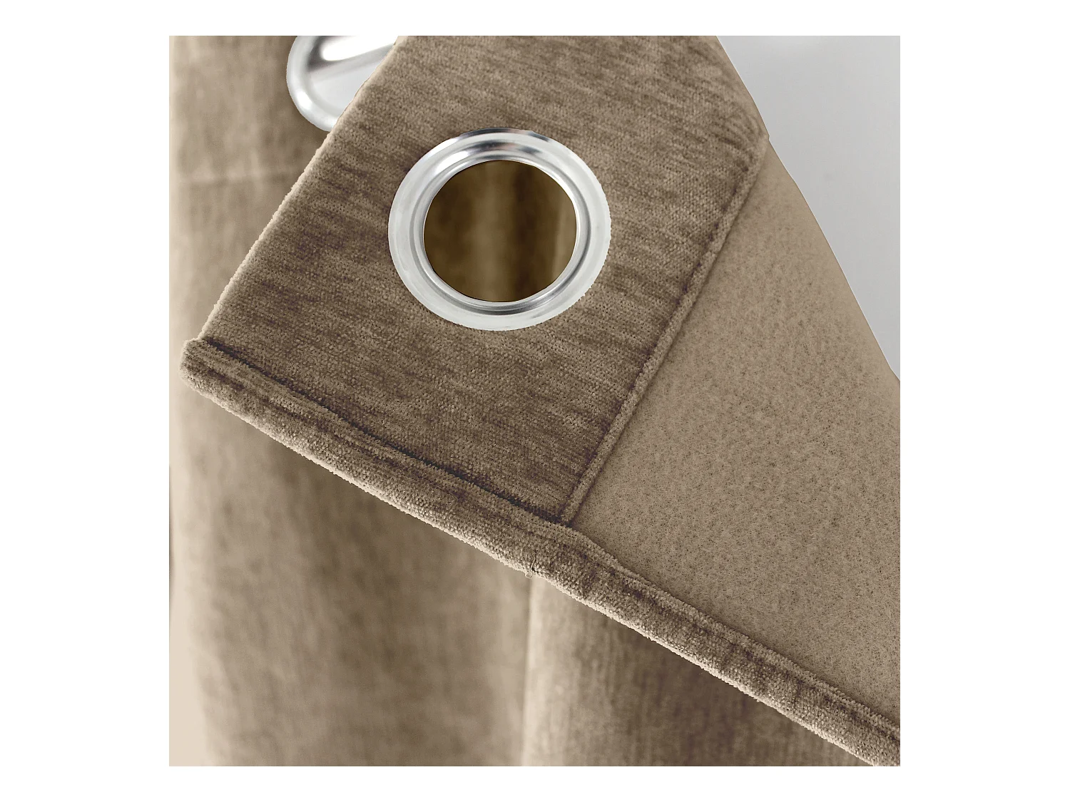 Lot de 2 Rideaux Thermique avec Œillets, Naturel, Grande Hauteur, 140x260cm, Velours, Collection Velvet