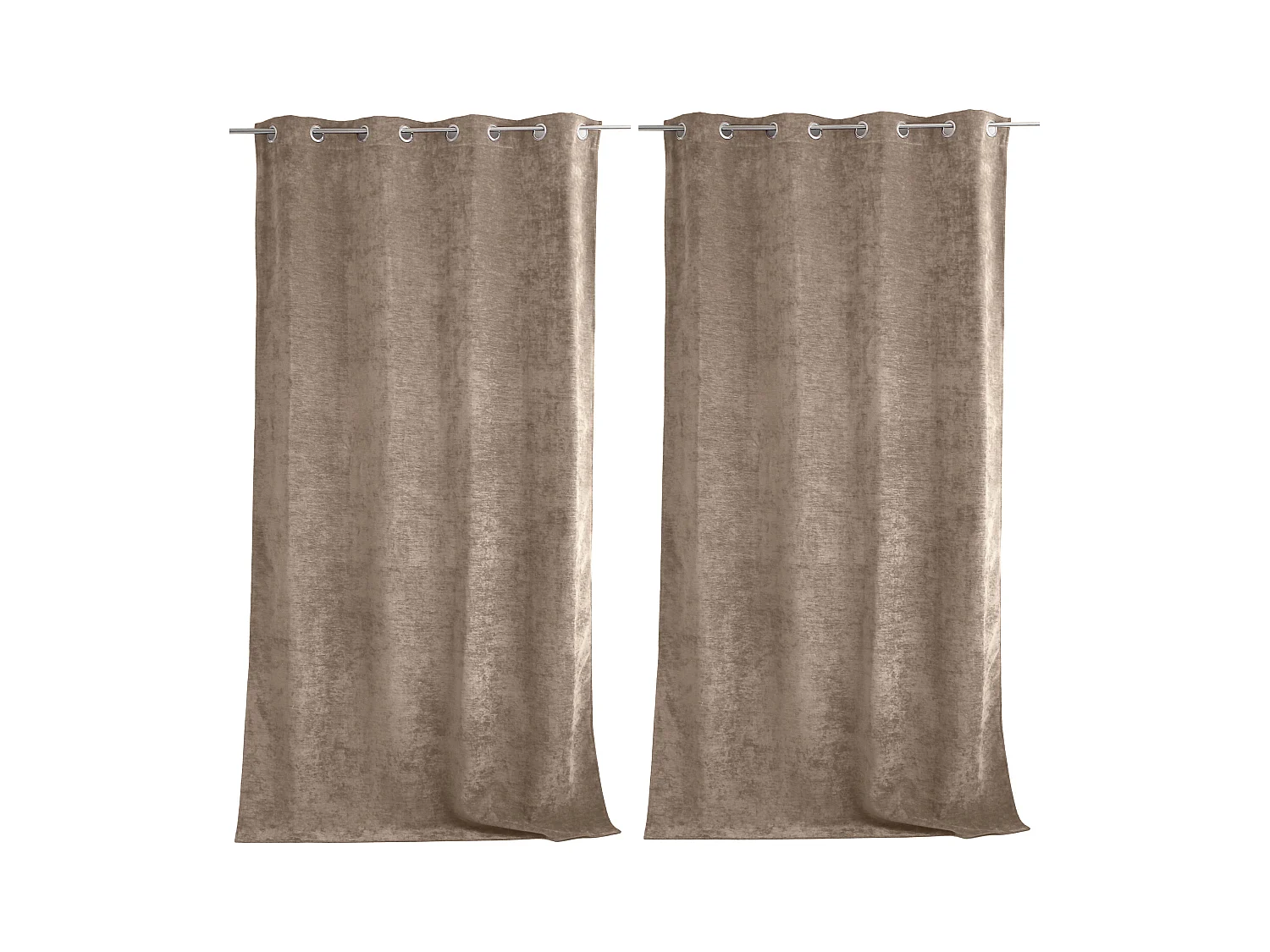 Lot de 2 Rideaux Thermique avec Œillets, Naturel, Grande Hauteur, 140x260cm, Velours, Collection Velvet