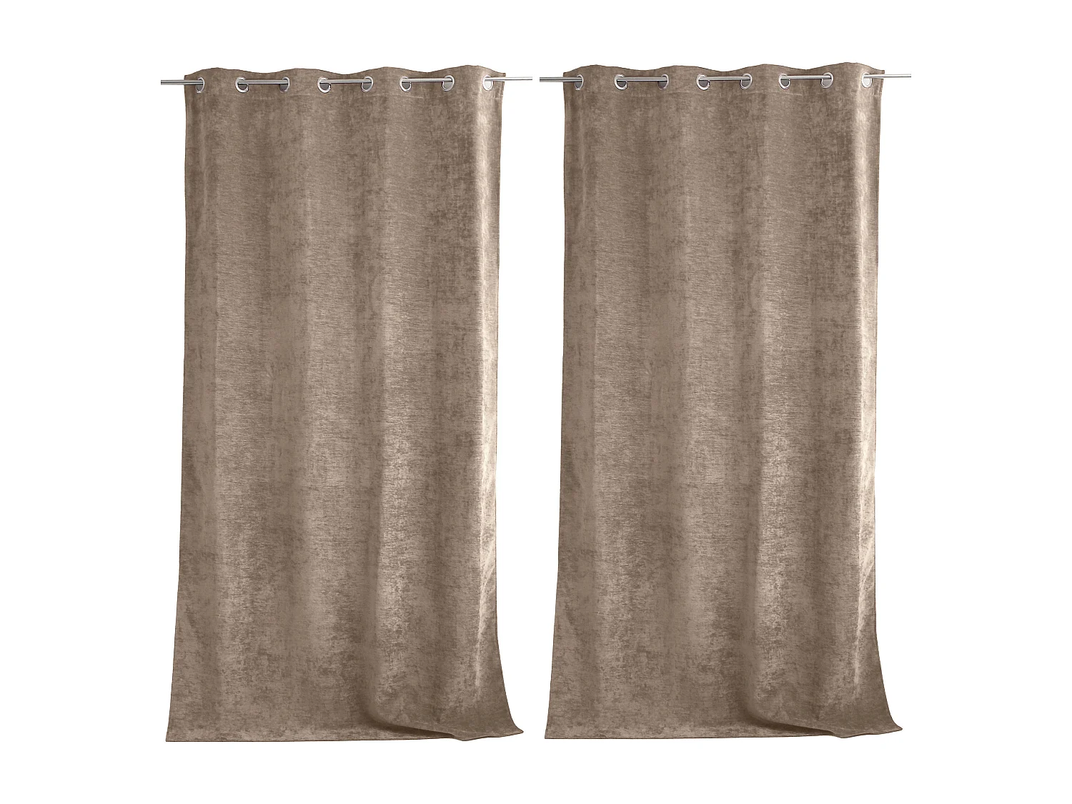 Set van 2 thermische gordijnen met zeilringen, naturel, hoge hoogte, 140x260cm, fluweel, Velvet Collectie
