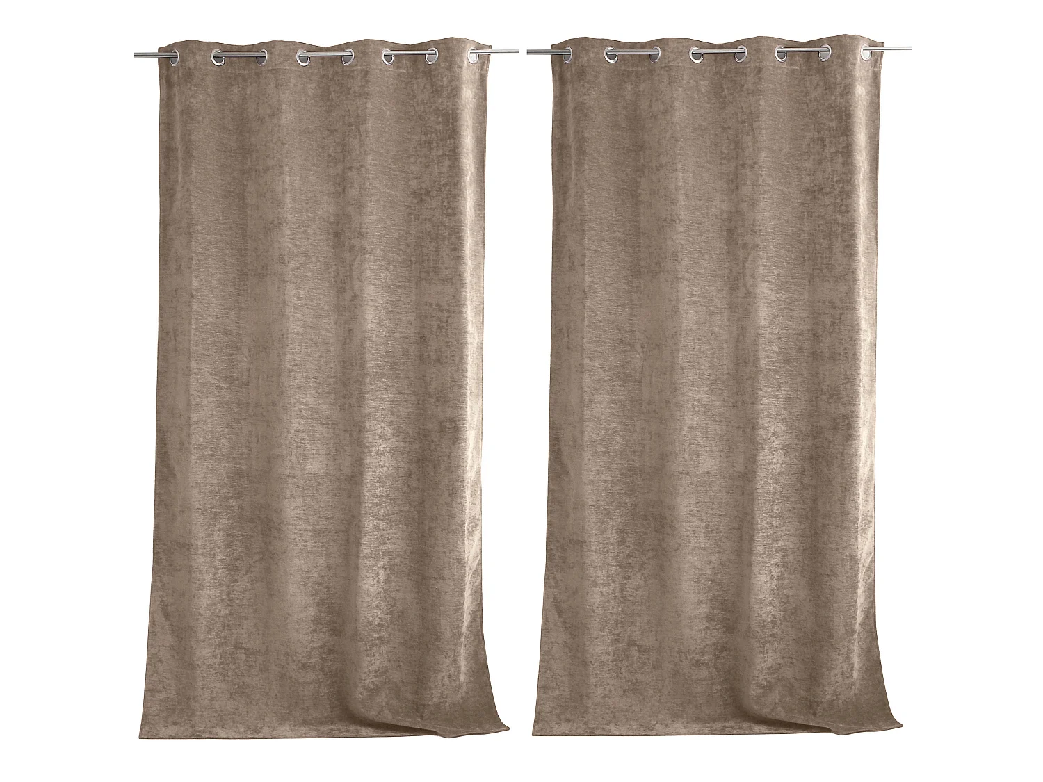Lot de 2 Rideaux Thermique avec Œillets, Grande Hauteur, 140x260cm, Velours, Collection Velvet, CMADECO - Beige