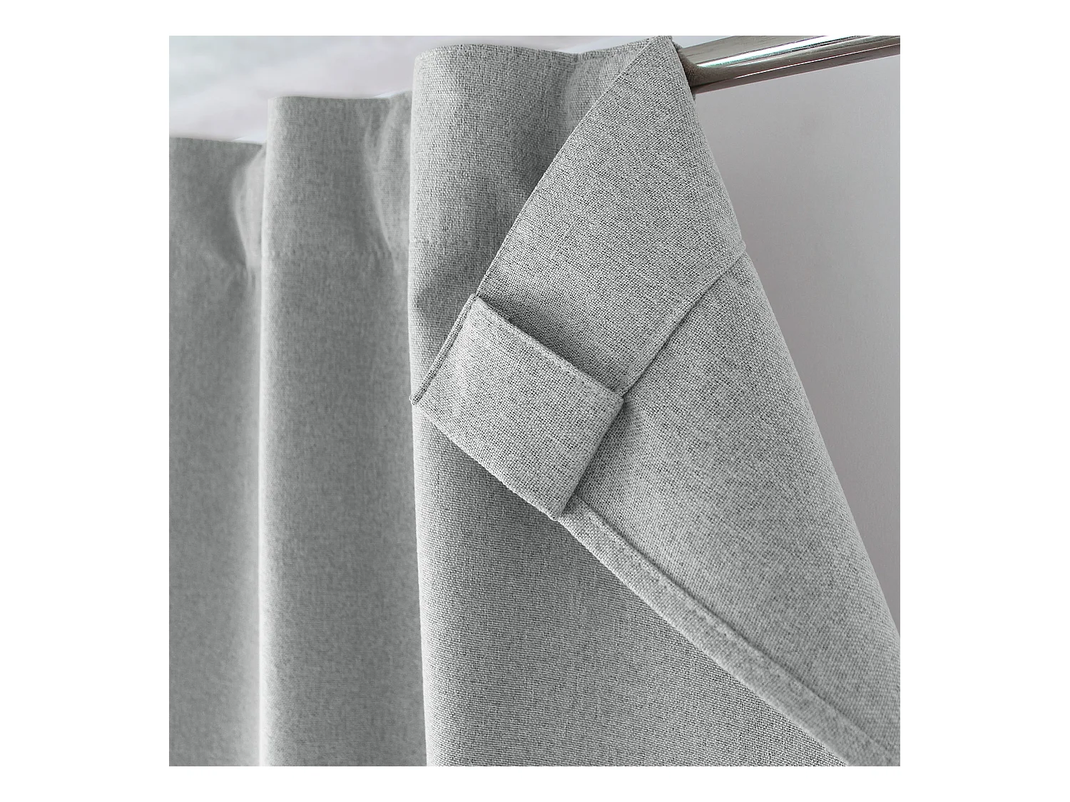 Lot de 2 Rideaux, 100% Occultant, 140x240cm, Gris Clair, Pattes Cachées, Collection Eclipse