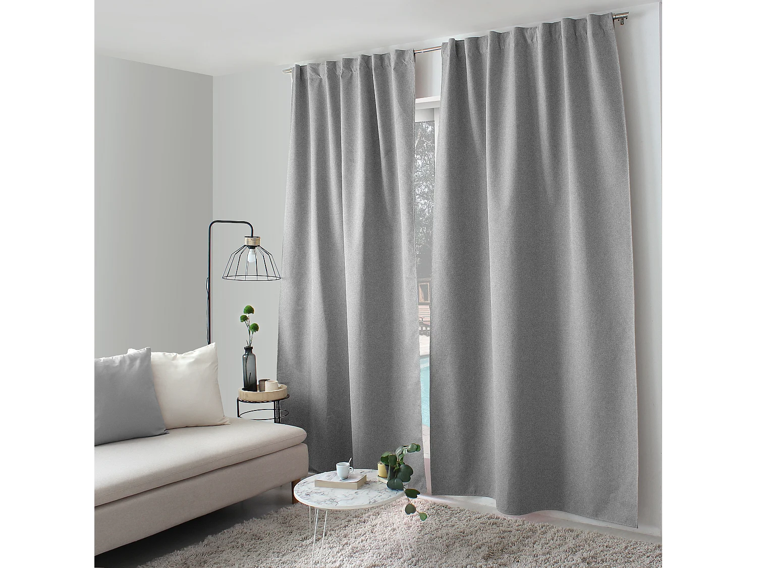 Lot de 2 Rideaux, 100% Occultant, 140x240cm, Pattes Cachées, Collection Eclipse, CMADECO - Gris