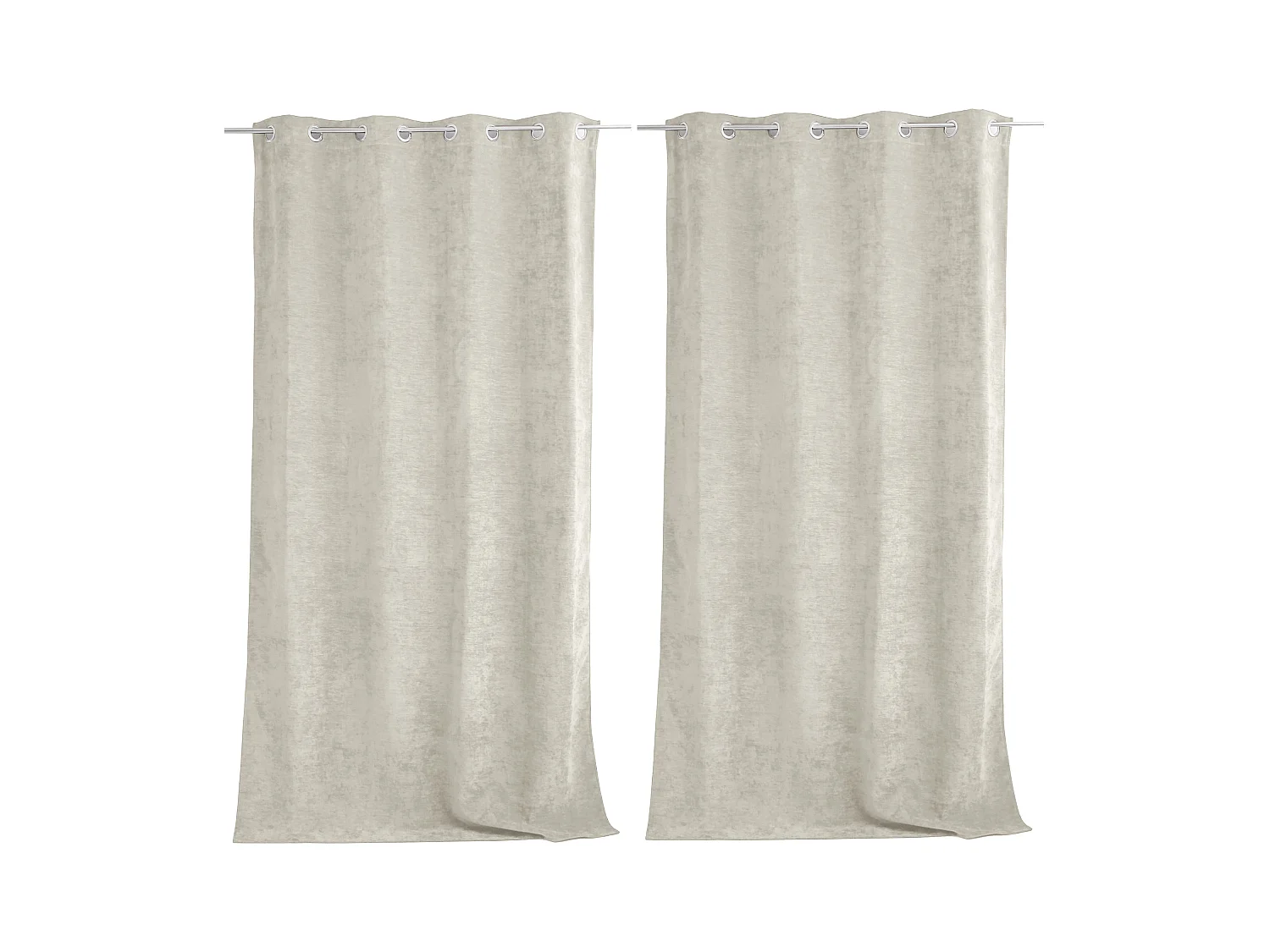 Set van 2 thermische gordijnen met zeilringen, ecru, hoog, 140x260cm, fluweel, Velvet Collectie