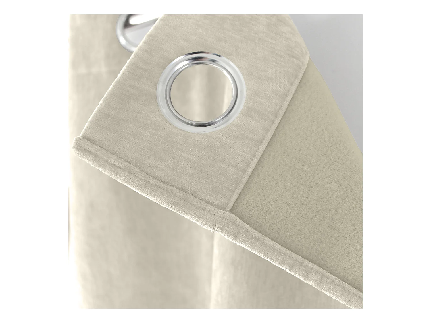 Set van 2 thermische gordijnen met zeilringen, ecru, hoog, 140x260cm, fluweel, Velvet Collectie