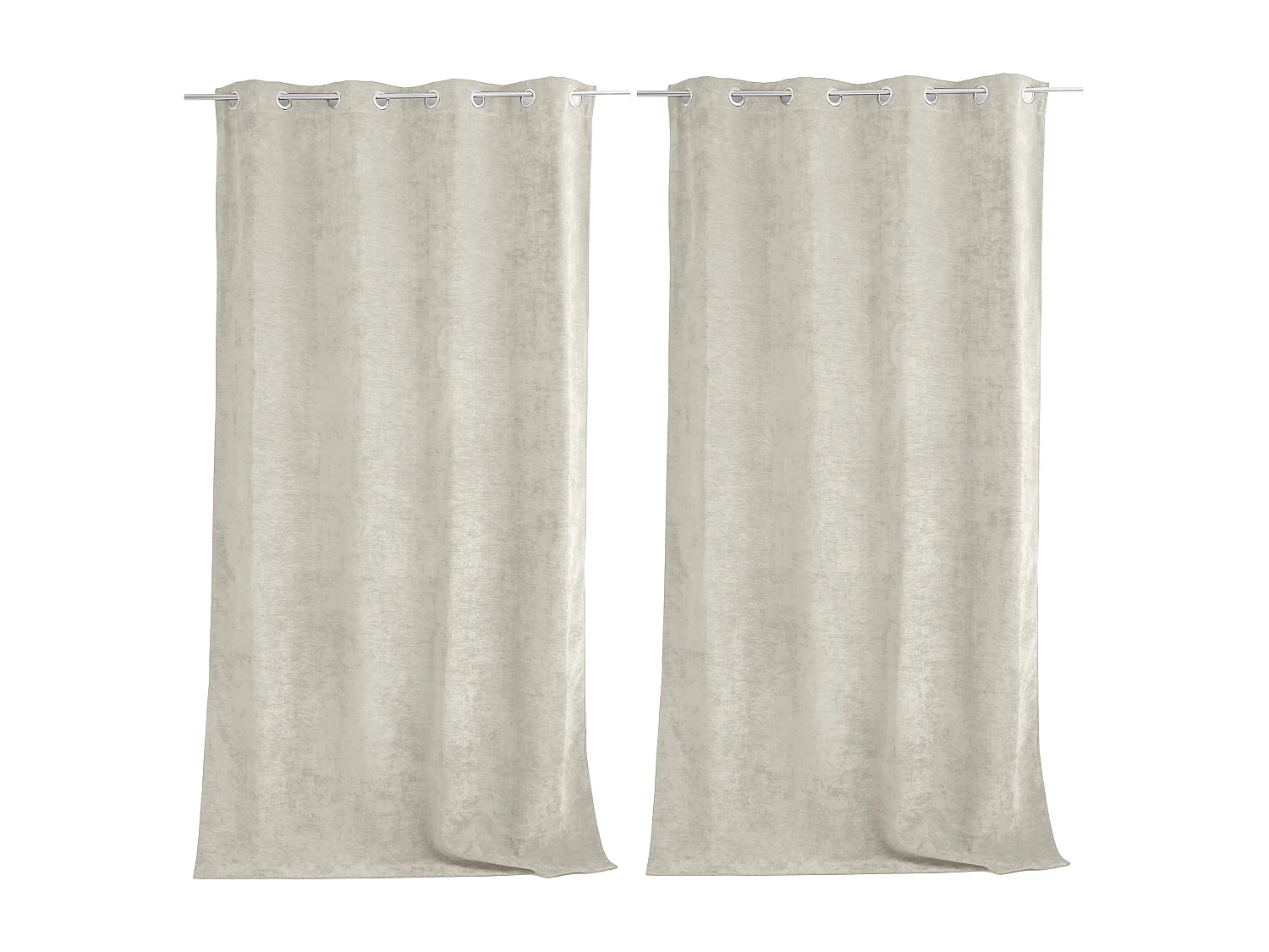 Lot de 2 Rideaux Thermique avec Œillets, Ecru, Grande Hauteur, 140x260cm, Velours, Collection Velvet
