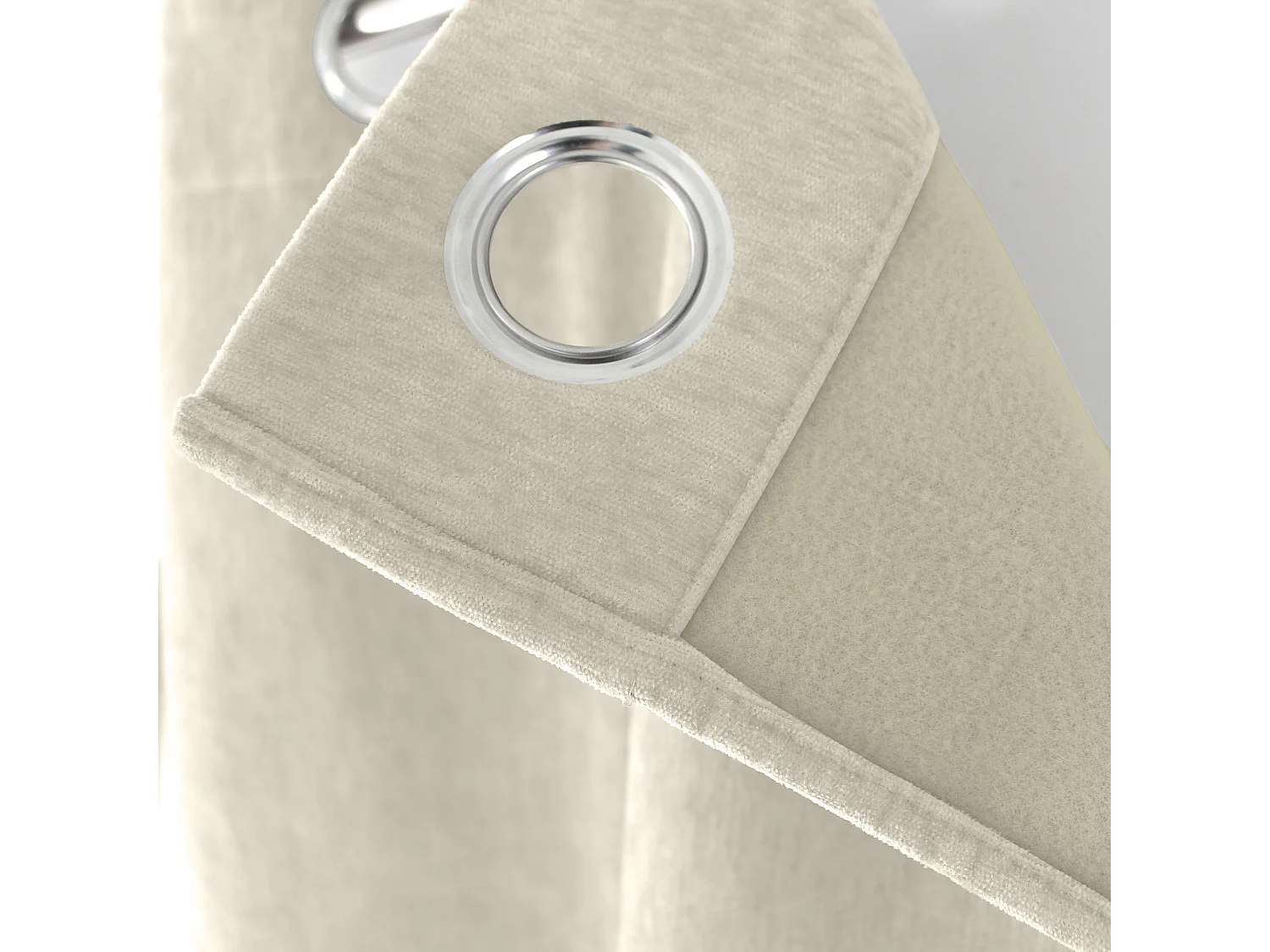 Lot de 2 Rideaux Thermique avec Œillets, Ecru, Grande Hauteur, 140x260cm, Velours, Collection Velvet