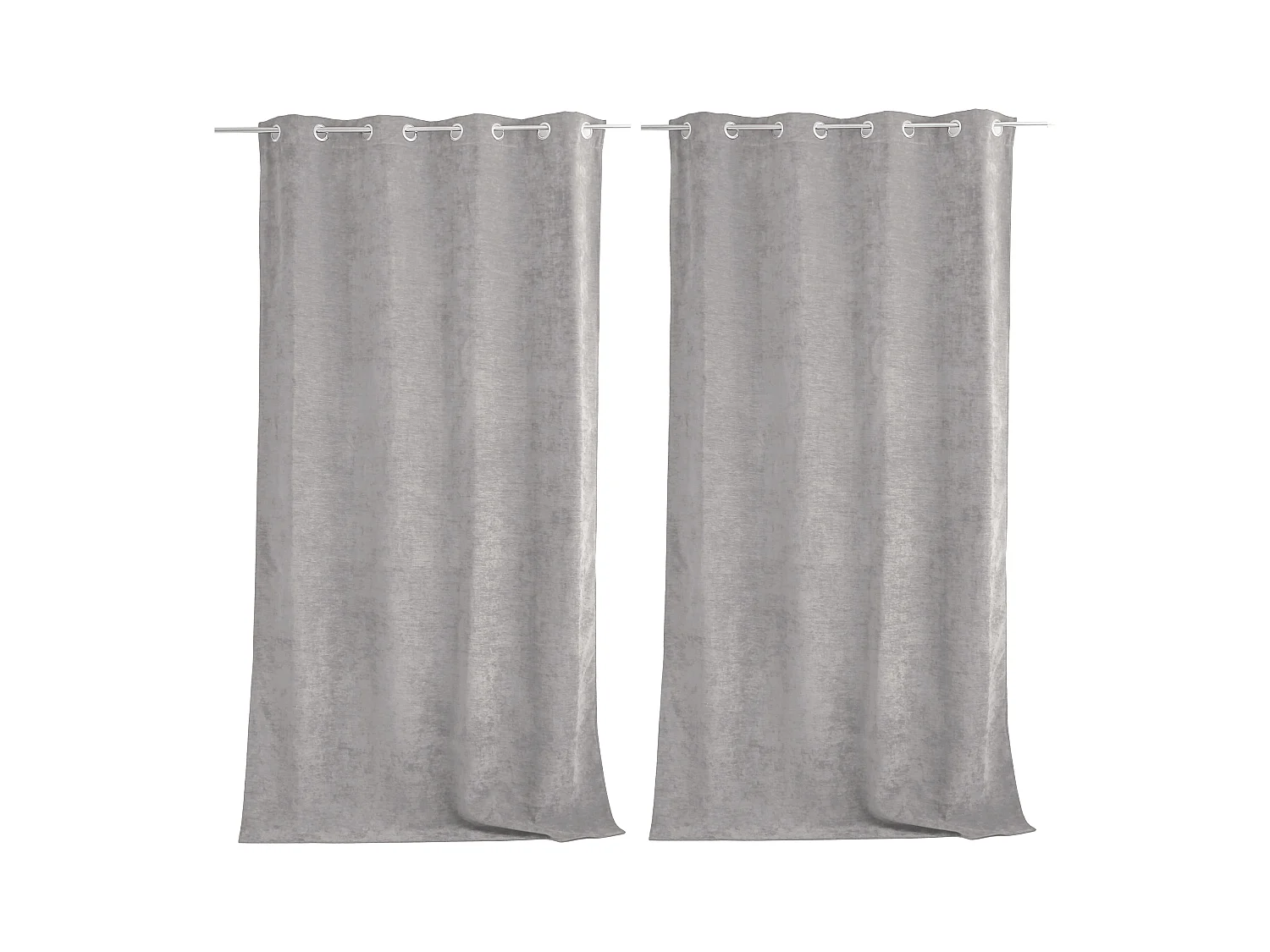 Lot de 2 Rideaux Thermique avec Œillets, Gris Clair, Grande Hauteur, 140x260cm, Velours, Collection Velvet