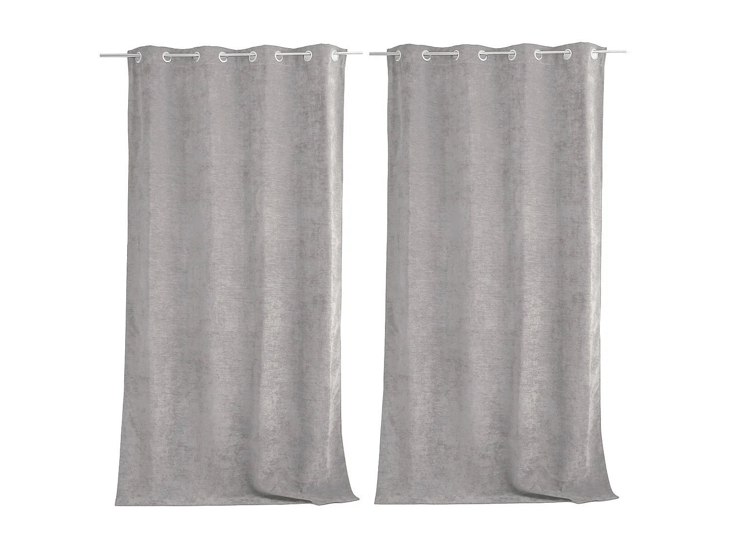 Set van 2 thermische gordijnen met zeilringen, lichtgrijs, hoge hoogte, 140x260cm, fluweel, Velvet Collectie