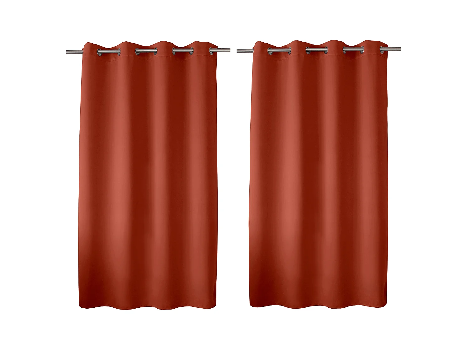 Set van 2 verduisterende gordijnen met zeilringen, terracotta, 140x180cm, 100% polyester, Reglisse collectie