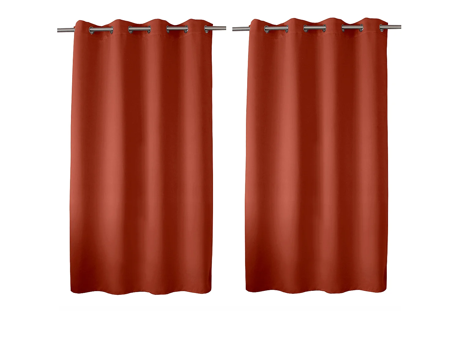 Set van 2 verduisterende gordijnen met zeilringen, terracotta, 140x180cm, 100% polyester, Reglisse collectie