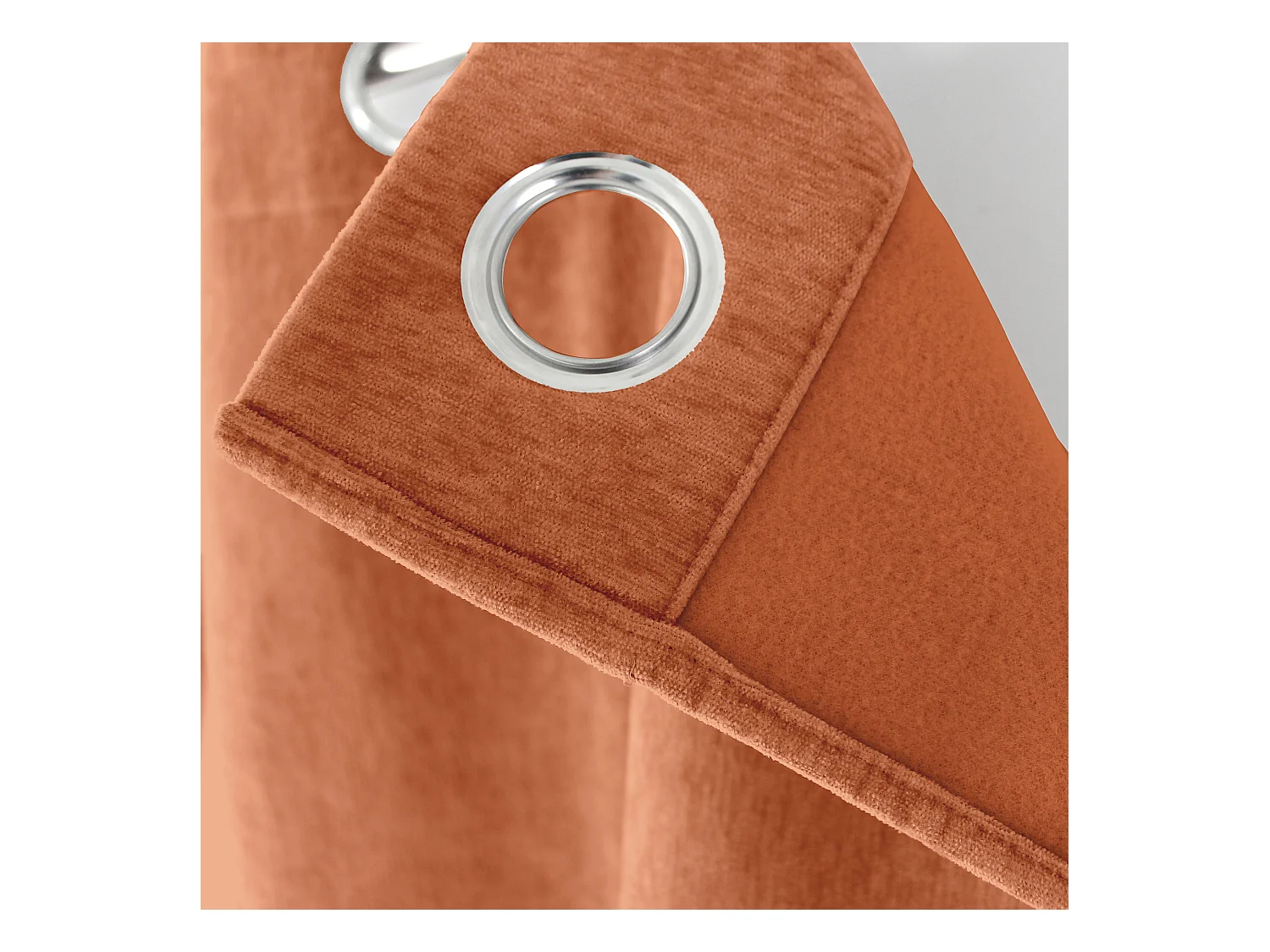 Lot de 2 Rideaux Thermique avec Œillets, Orange Cuivre, Grande Hauteur, 140x260cm, Velours, Collection Velvet