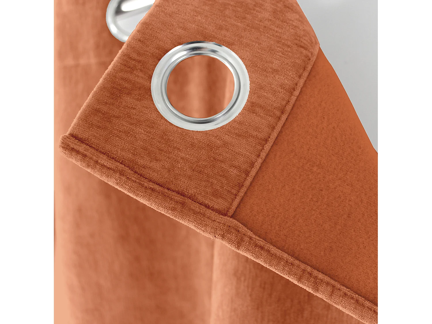Lot de 2 Rideaux Thermique avec Œillets, Orange Cuivre, Grande Hauteur, 140x260cm, Velours, Collection Velvet