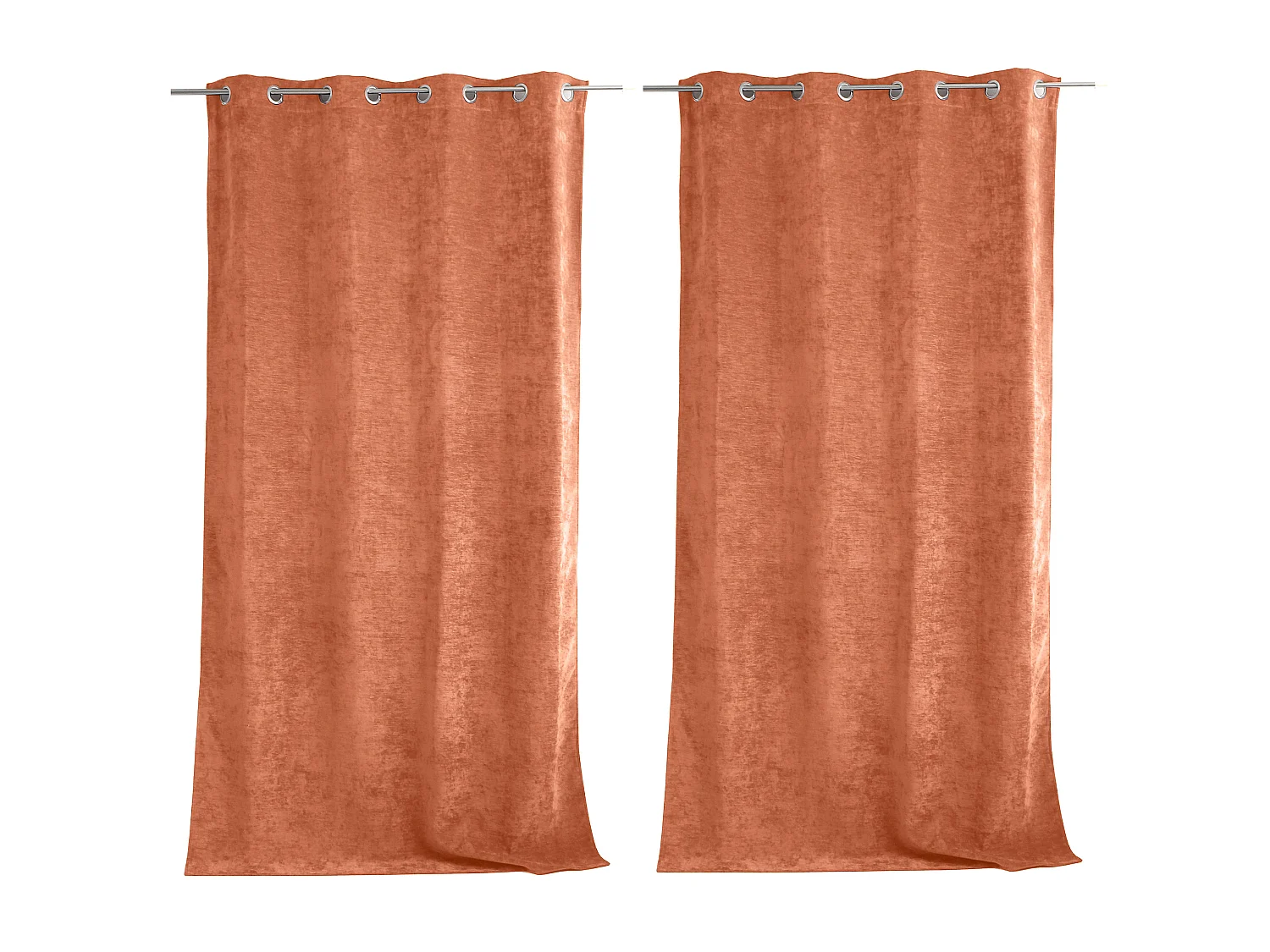 Lot de 2 Rideaux Thermique avec Œillets, Grande Hauteur, 140x260cm, Velours, Collection Velvet, CMADECO - Orange