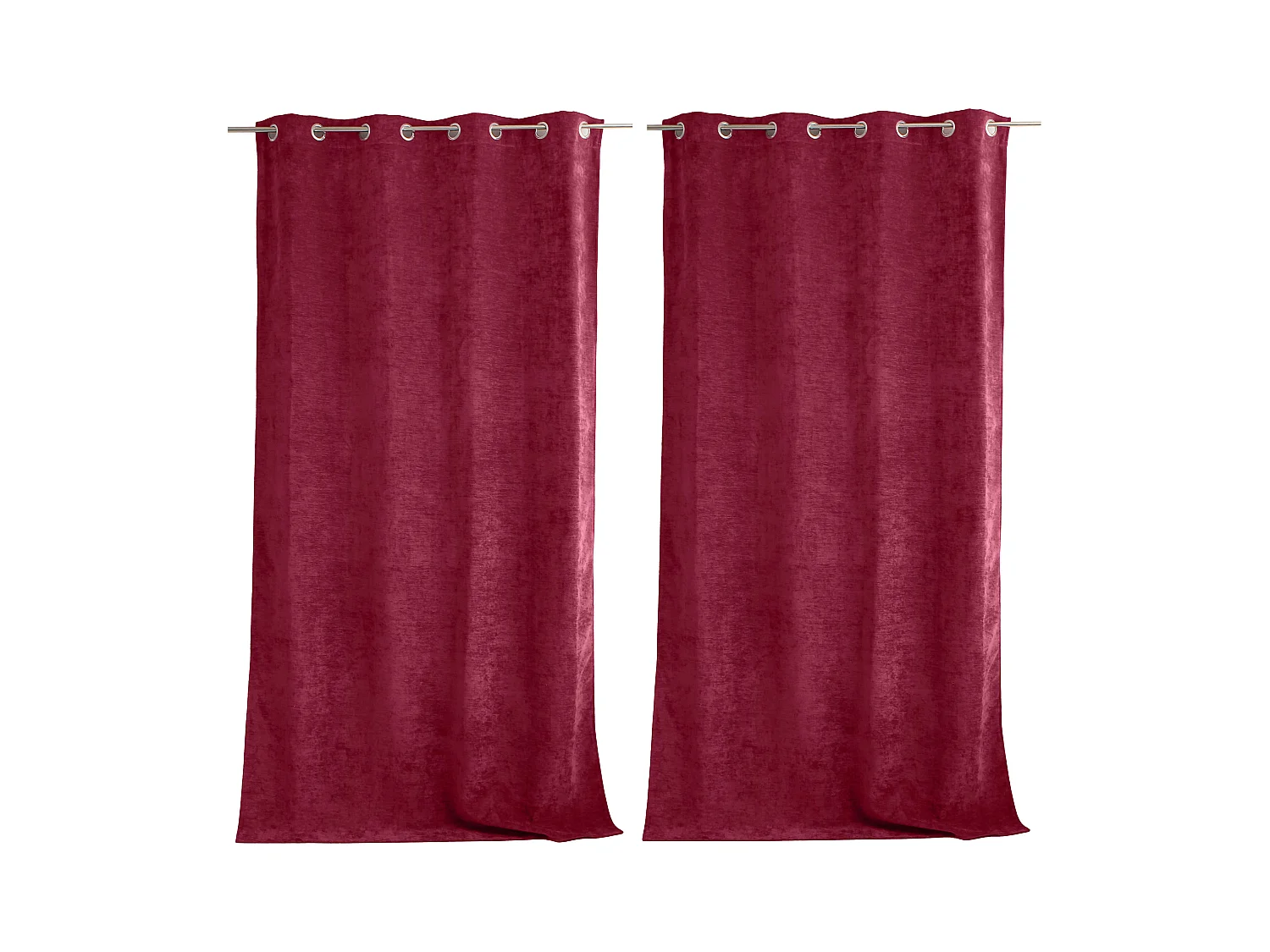 Lot de 2 Rideaux Thermique avec Œillets, Rouge Grenat, Grande Hauteur, 140x260cm, Velours, Collection Velvet