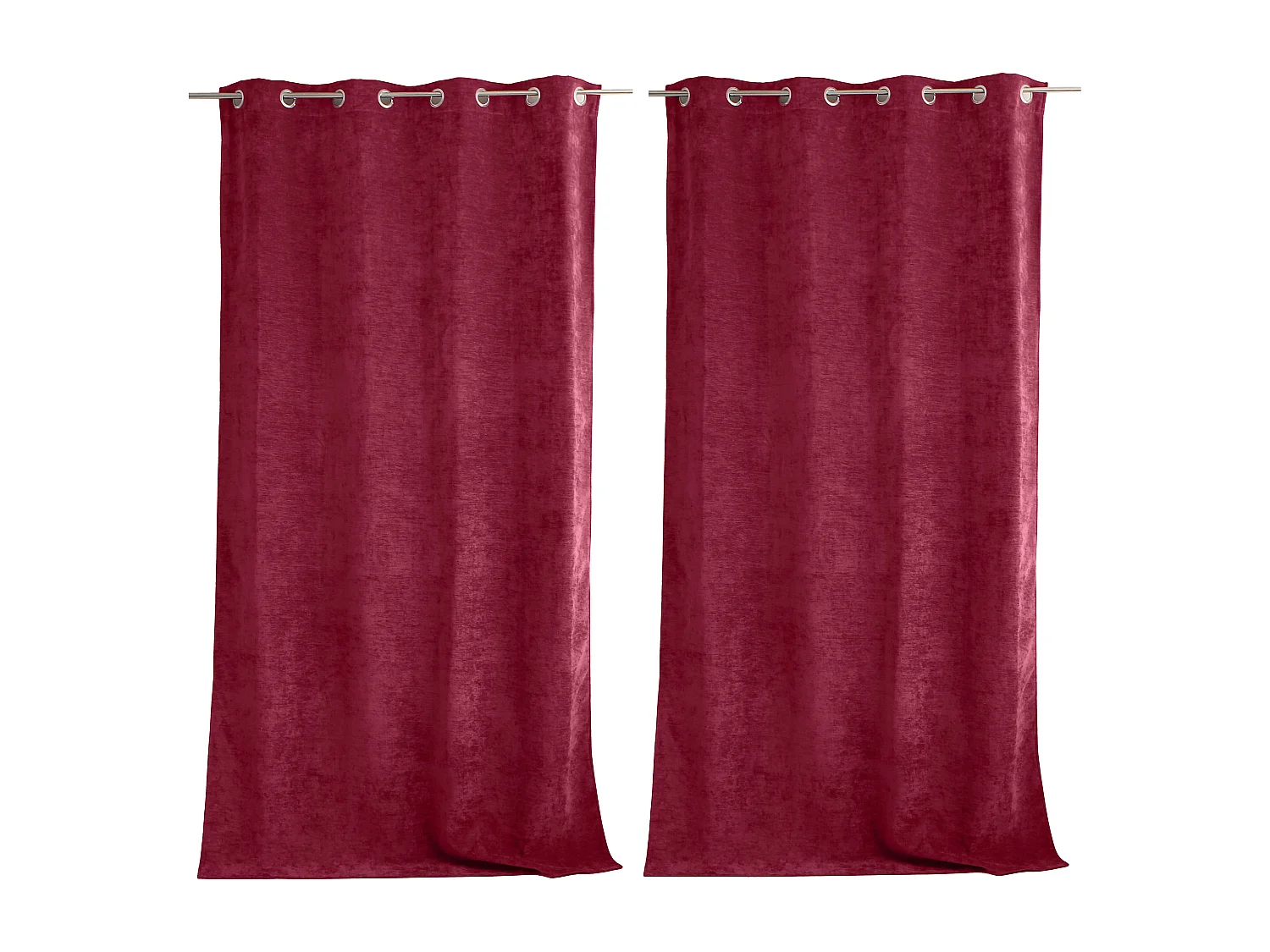 Set van 2 thermische gordijnen met doorvoertules, granaatrood, hoge taille, 140x260cm, fluweel, Velvet Collectie