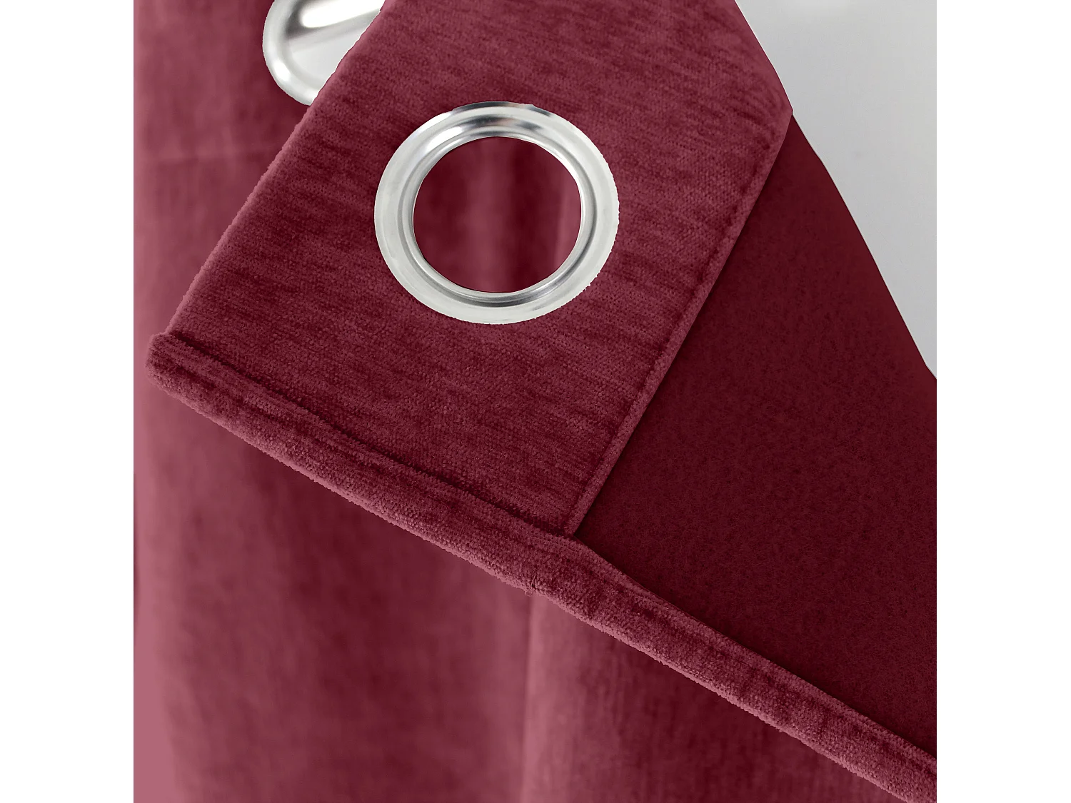 Set van 2 thermische gordijnen met doorvoertules, granaatrood, hoge taille, 140x260cm, fluweel, Velvet Collectie