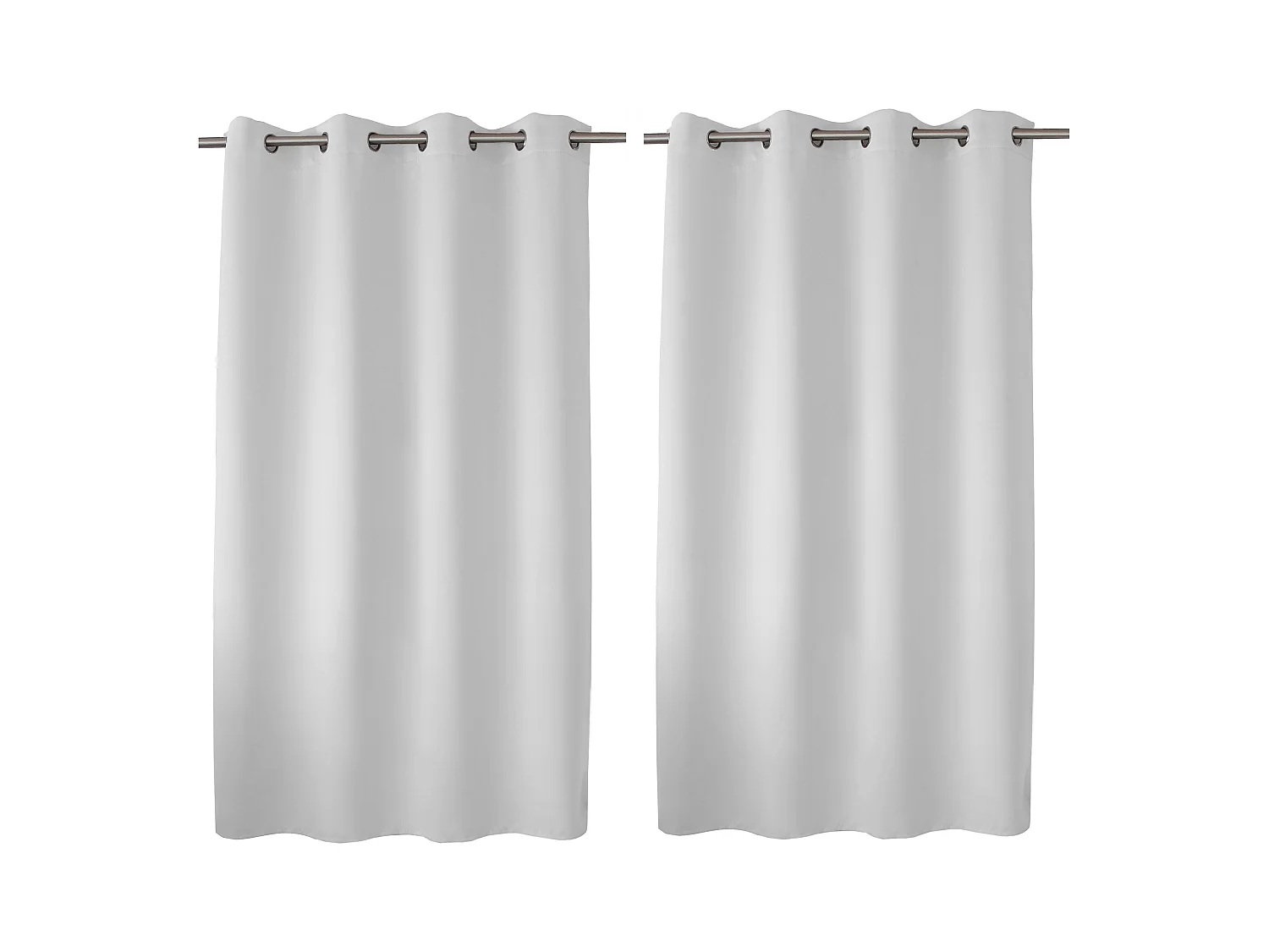 Set van 2 verduisterende gordijnen met zeilringen, wit, 140x180cm, 100% polyester, Reglisse collectie