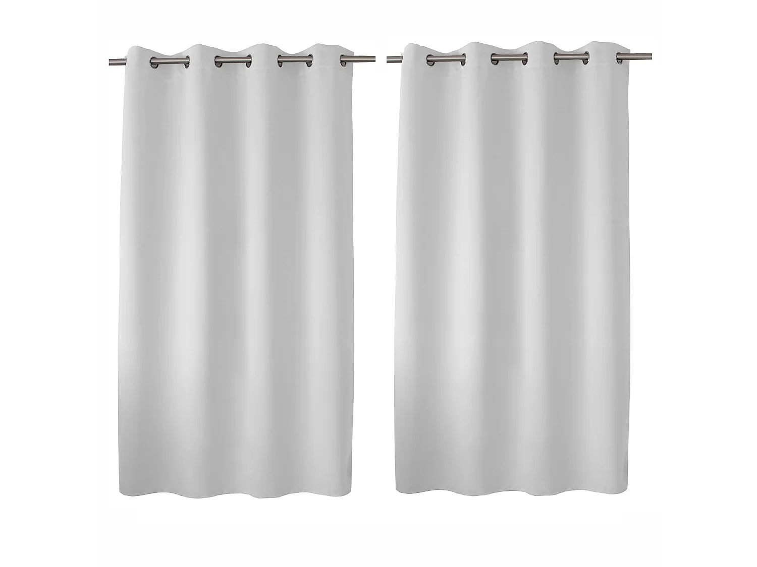 Set van 2 verduisterende gordijnen met zeilringen, wit, 140x180cm, 100% polyester, Reglisse collectie