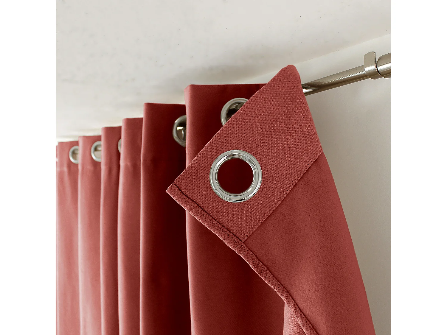 2 thermische gordijnen met oogjes, terracotta, 135x240cm, fleece voering, collectie Nordica