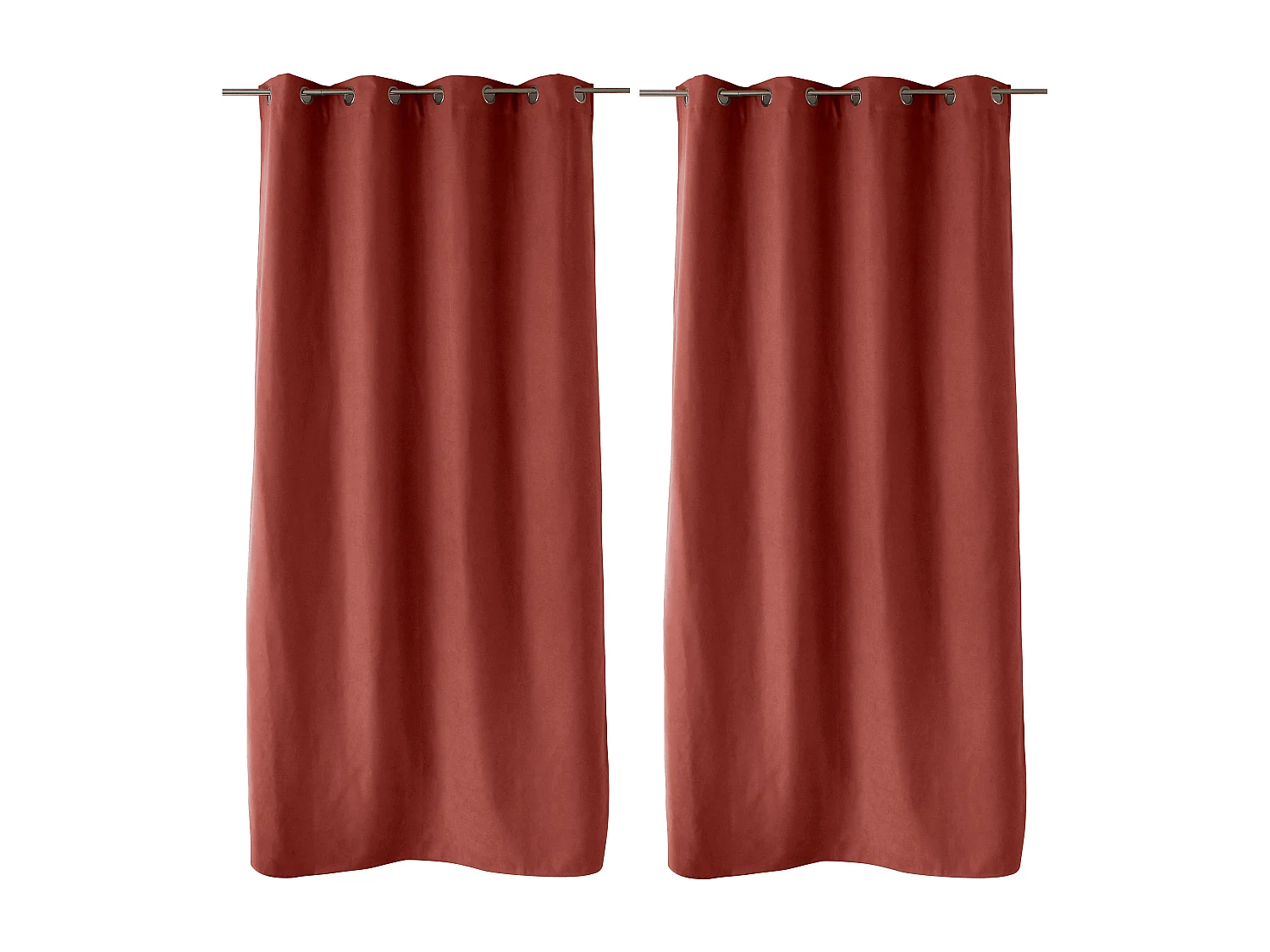 2 rideaux thermique à œillets, terre cuite, 135x240cm, doublure polaire, collection Nordica