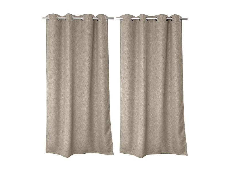 Lot de 2 rideaux à oeillets,  obscurcissant, 140x240 cm, beige naturel chiné, collection Natté