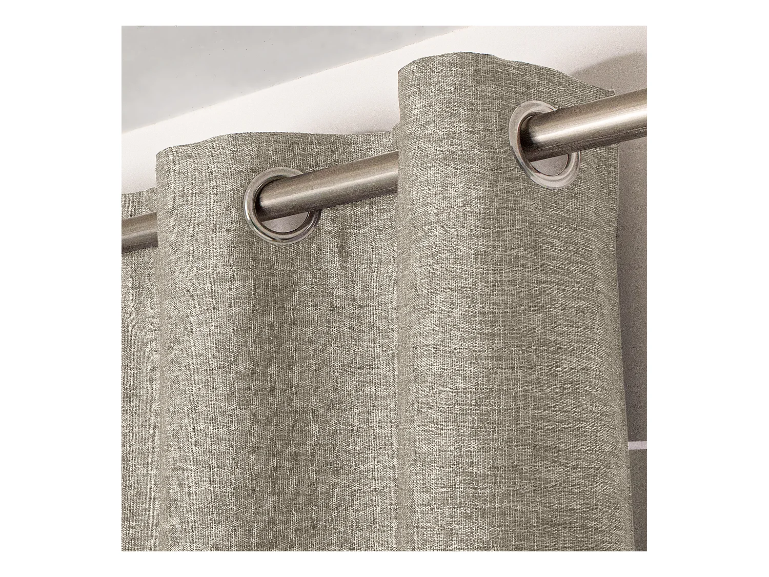 Lot de 2 rideaux à oeillets,  obscurcissant, 140x240 cm, beige naturel chiné, collection Natté