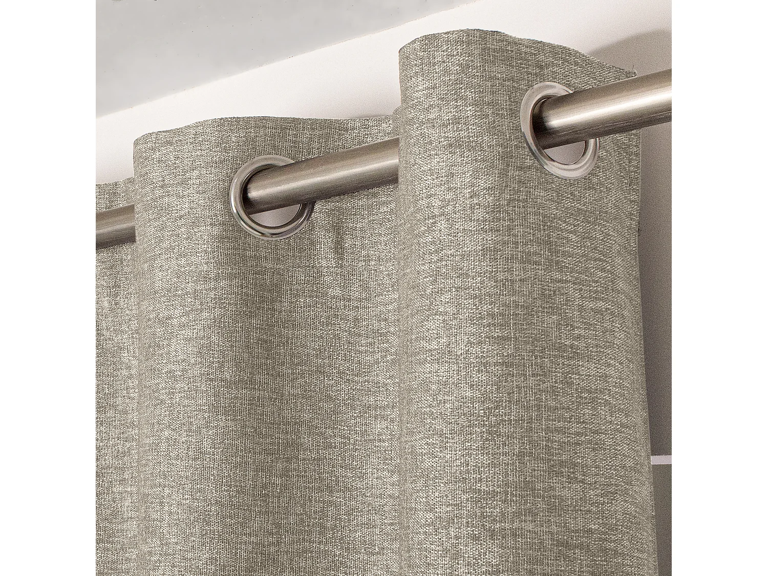 Set van 2 gordijnen met zeilringen, verduisterend, 140x240 cm, gemêleerd naturel beige, collectie Natté