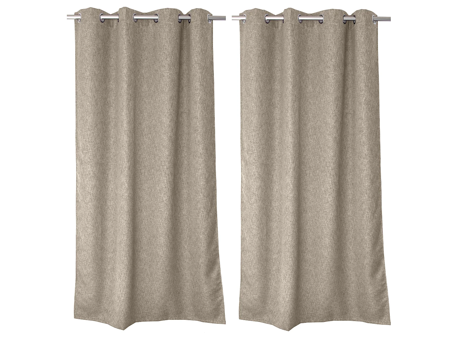 Rideaux Obscurcissant à Œillets, Beige chiné, 140x240 cm, Lot de 2, Collection Natté, CMADECO - Beige