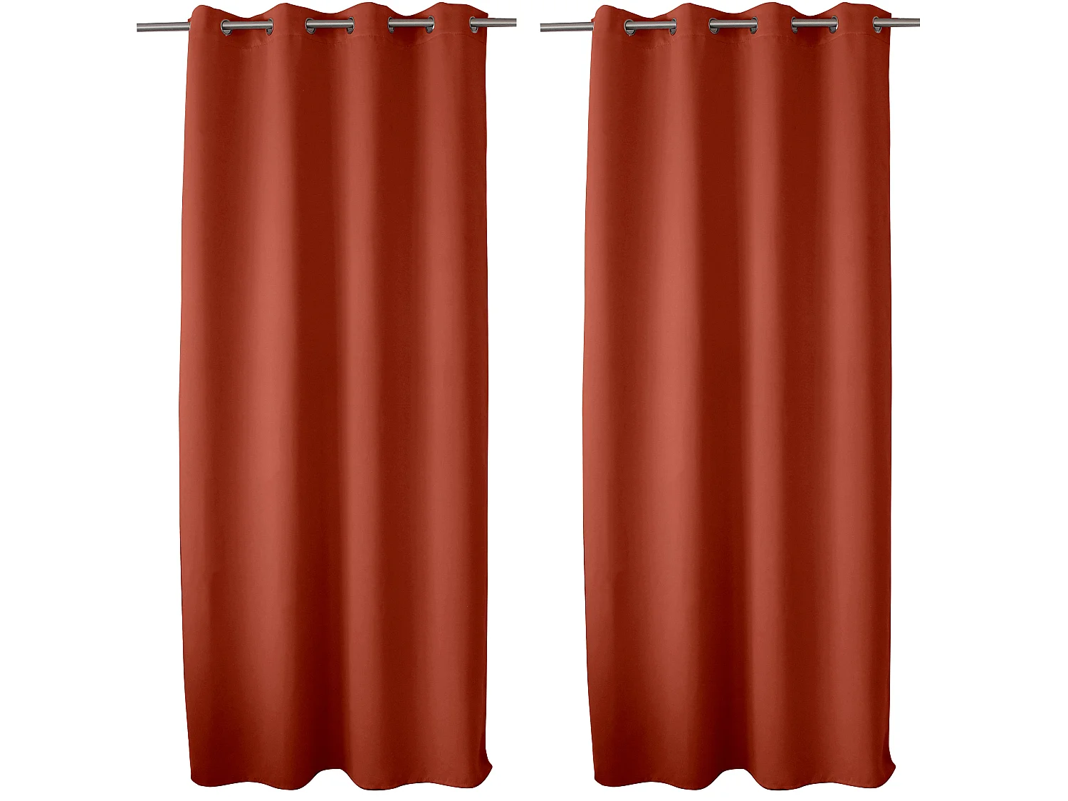 Lot de 2 Rideaux Occultant avec Œillets, Terre Cuite, 140x240cm, 100% polyester, Collection Réglisse, CMADECO - Rouge