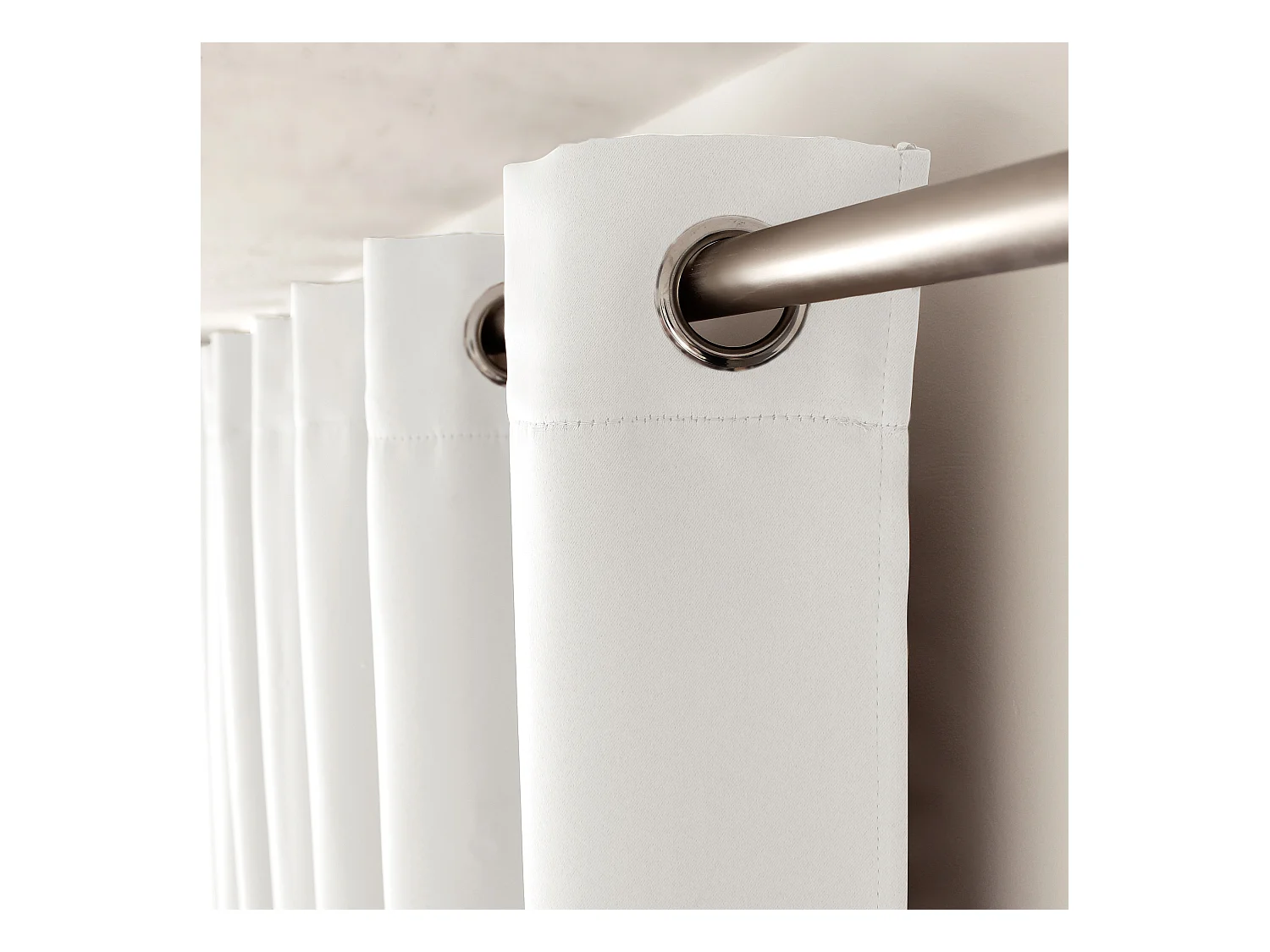 2 rideaux occultant à œillets, blanc glacial (gris clair), 140x240cm, 100% polyester, collection Réglisse