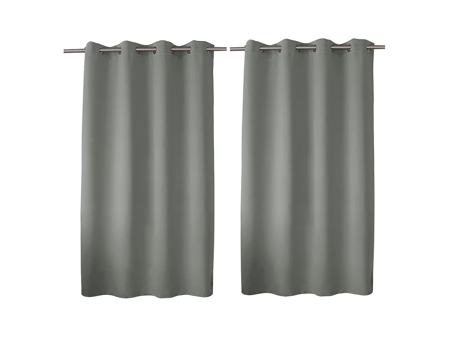 Set van 2 verduisterende gordijnen met zeilringen, grijs, 140x180cm, 100% polyester, Reglisse collectie