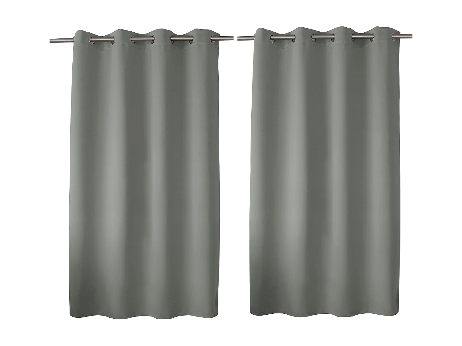 Set van 2 verduisterende gordijnen met zeilringen, grijs, 140x180cm, 100% polyester, Reglisse collectie