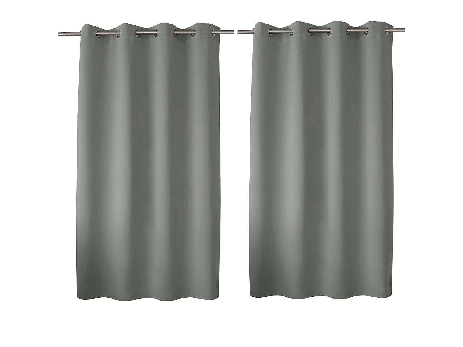 Set van 2 verduisterende gordijnen met zeilringen, grijs, 140x180cm, 100% polyester, Reglisse collectie