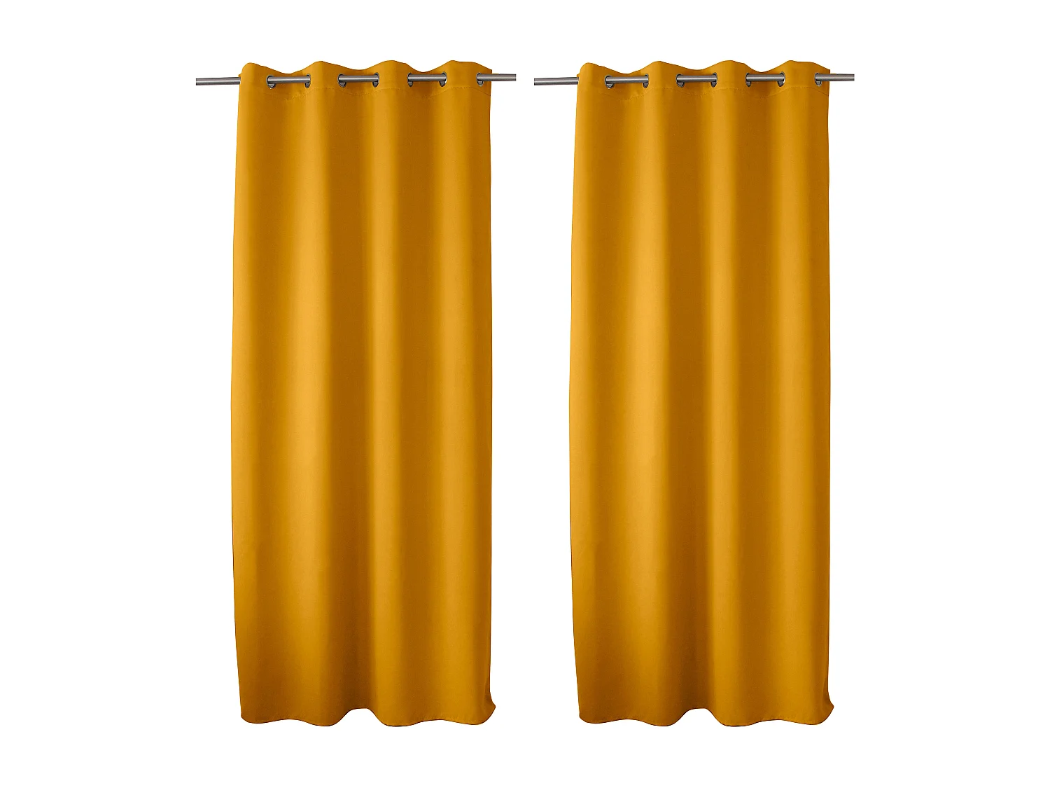 2 rideaux occultant à œillets, jaune moutarde, 140x240cm, 100% polyester, collection Réglisse