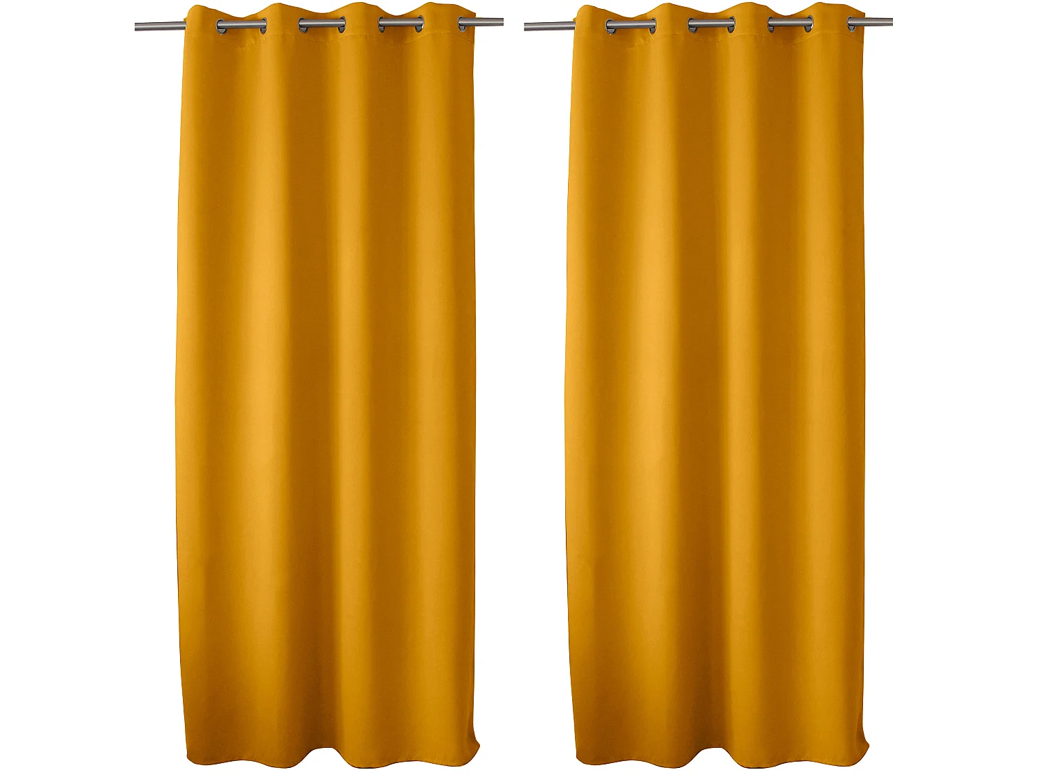 Lot de 2 Rideaux Occultant avec Œillets, Jaune Moutarde, 140x240cm, 100% polyester, Collection Réglisse, CMADECO - Jaune