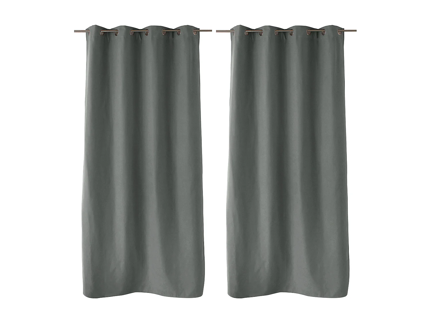 2 rideaux thermique à œillets, gris béton, 135x240cm, doublure polaire, collection Nordica