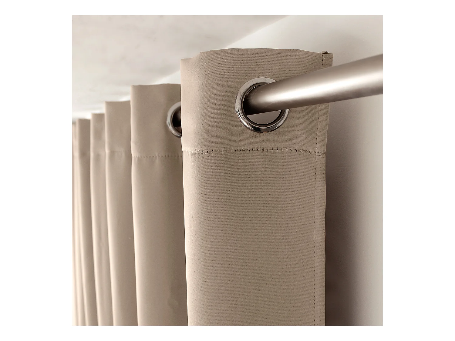 Lot de 2 Rideaux Occultant avec Œillets, Beige Naturel, 140x280cm, 100% polyester, Collection Réglisse