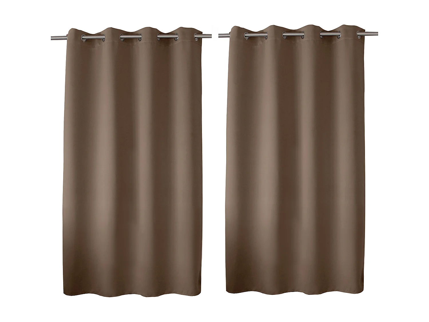 Lot de 2 rideaux occultant avec oeillets, marron vison, 140x180cm, 100% polyester, collection Réglisse