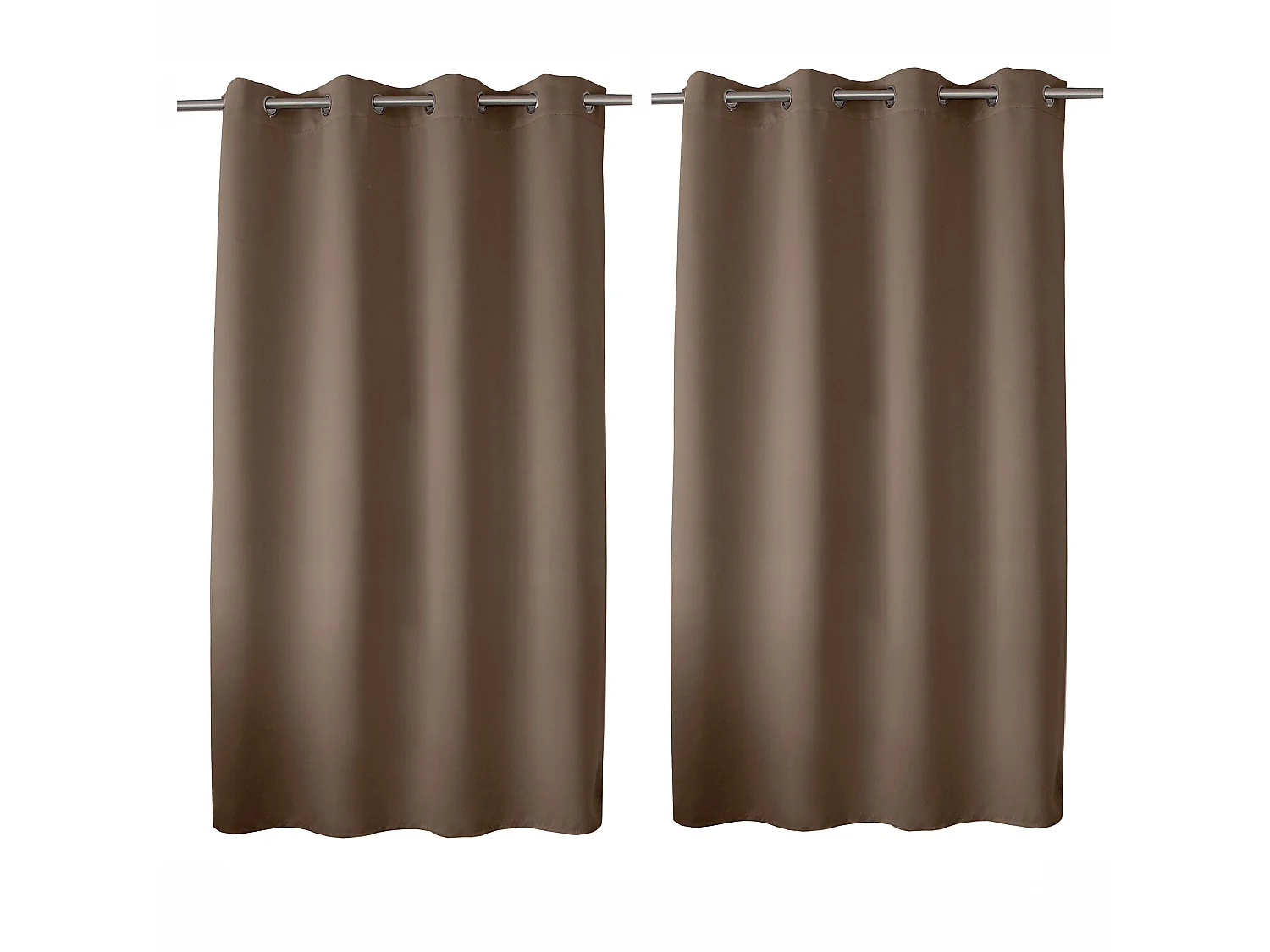Set van 2 verduisterende gordijnen met zeilringen, nertsbruin, 140x180cm, 100% polyester, Reglisse collectie