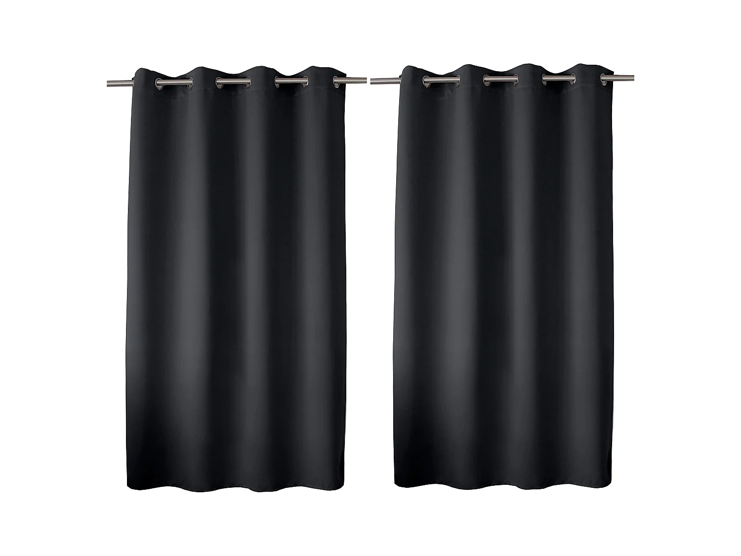 Lot de 2 rideaux occultant avec oeillets, gris foncé, 140x180cm, 100% polyester, collection Réglisse