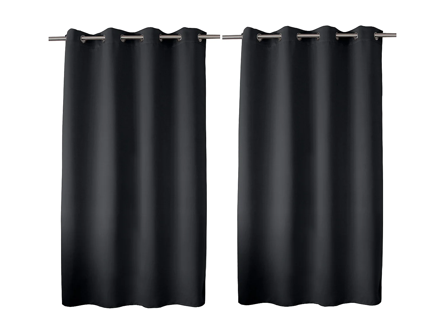 Lot de 2 rideaux occultant avec oeillets, gris foncé, 140x180cm, 100% polyester, collection Réglisse