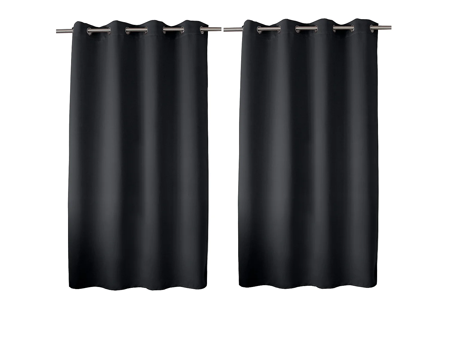 Set van 2 verduisterende gordijnen met zeilringen, donkergrijs, 140x180cm, 100% polyester, Reglisse collectie