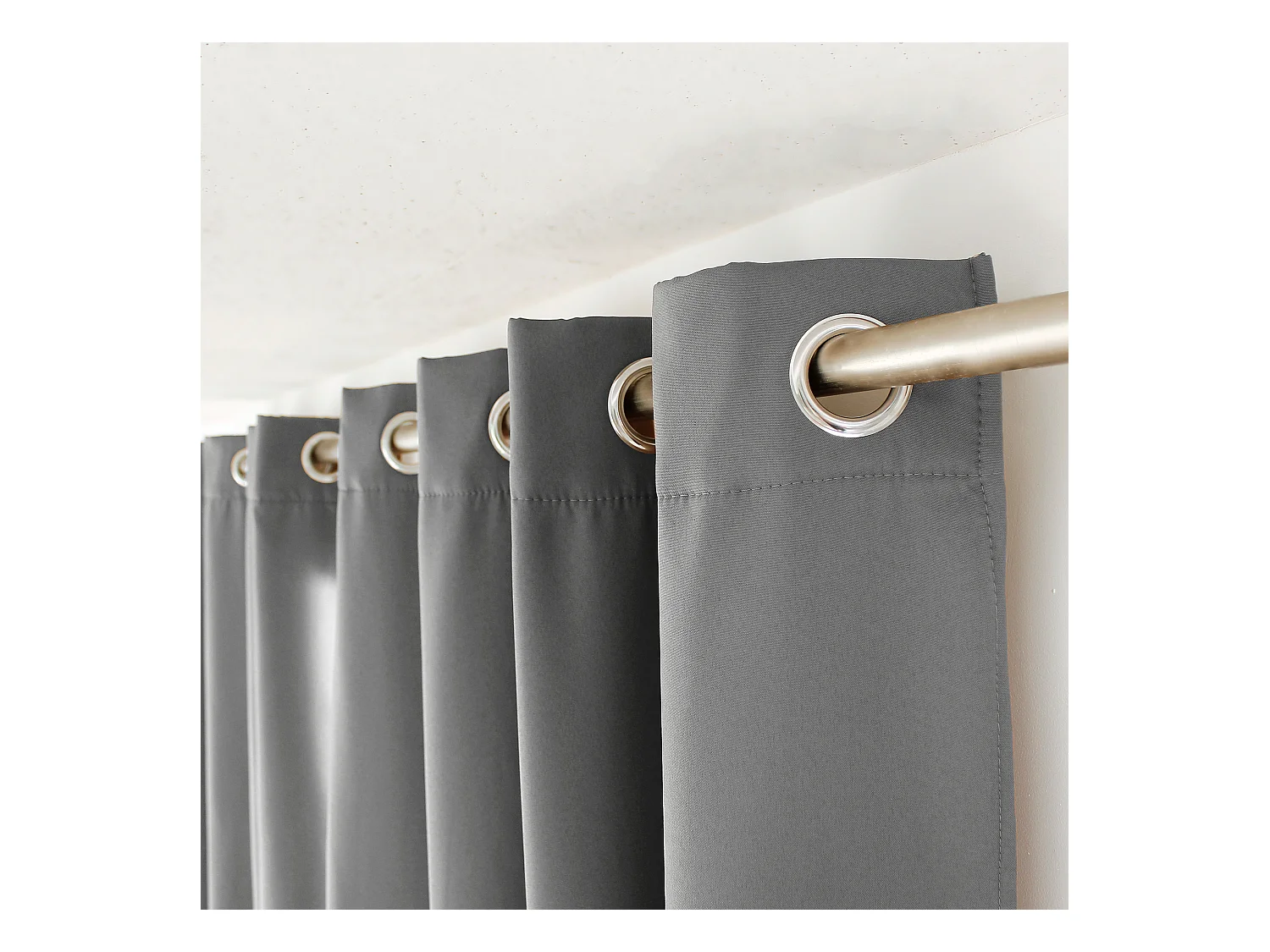 Lot de 2 rideaux thermique avec oeillets, gris, 135x240cm, collection Glacier