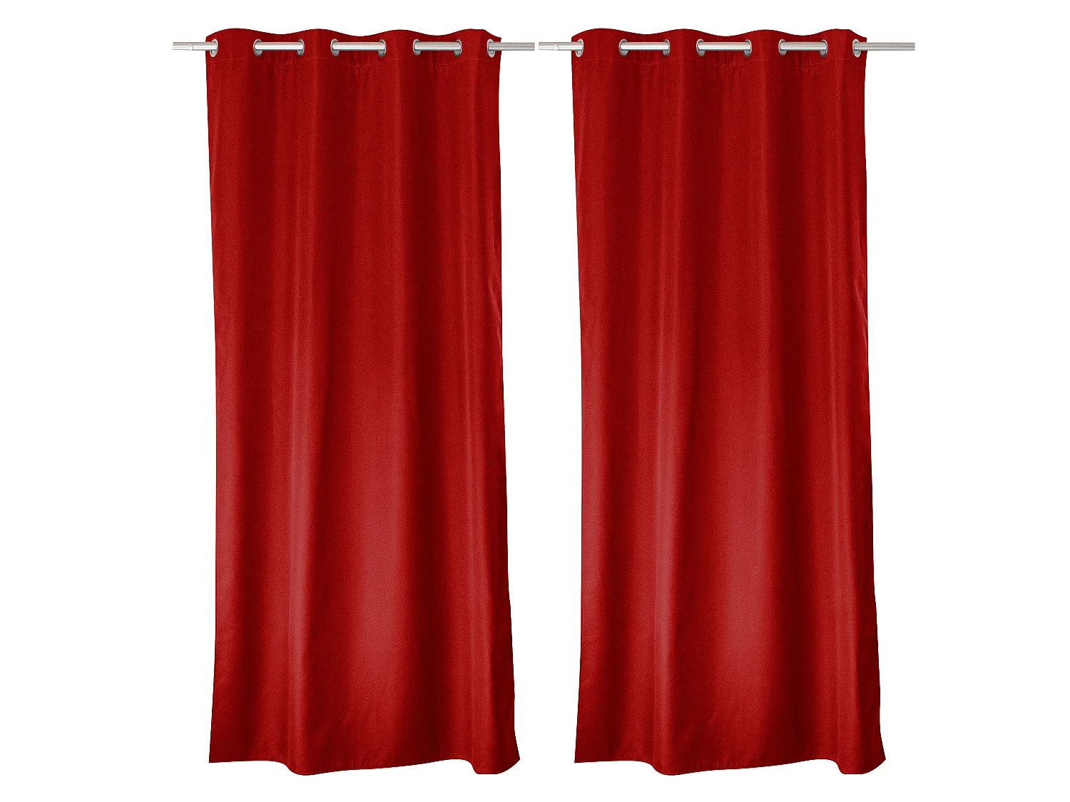 Set van 2 thermische gordijnen met zeilringen, rood, 140x180cm, 100% polyester, Glacier collectie