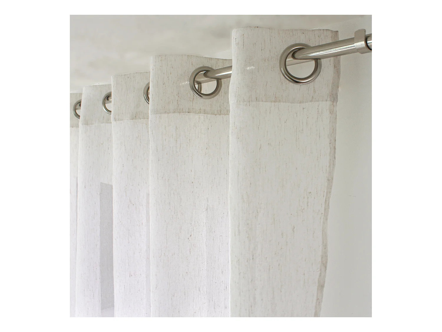 2 Voilages à œillets, 140x240cm, blanc, 15% de in, collection Louna