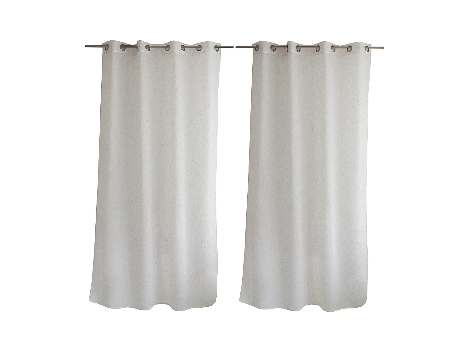 2 Voilages à œillets, 140x240cm, blanc, 15% de in, collection Louna