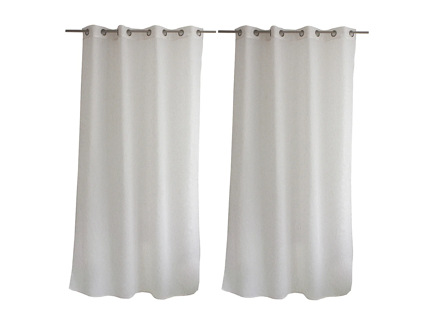 2 Voilages à œillets, 140x240cm, blanc, 15% de in, collection Louna
