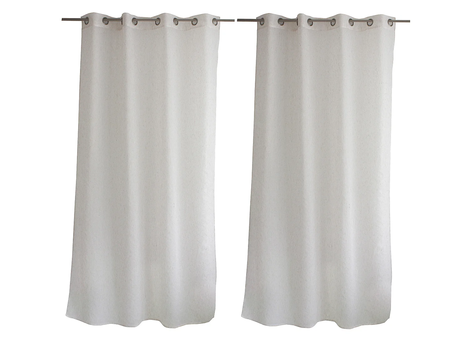 LOT de 2 Voilages à œillets, 140x240cm, Lin, Collection Louna, CMADECO - Blanc