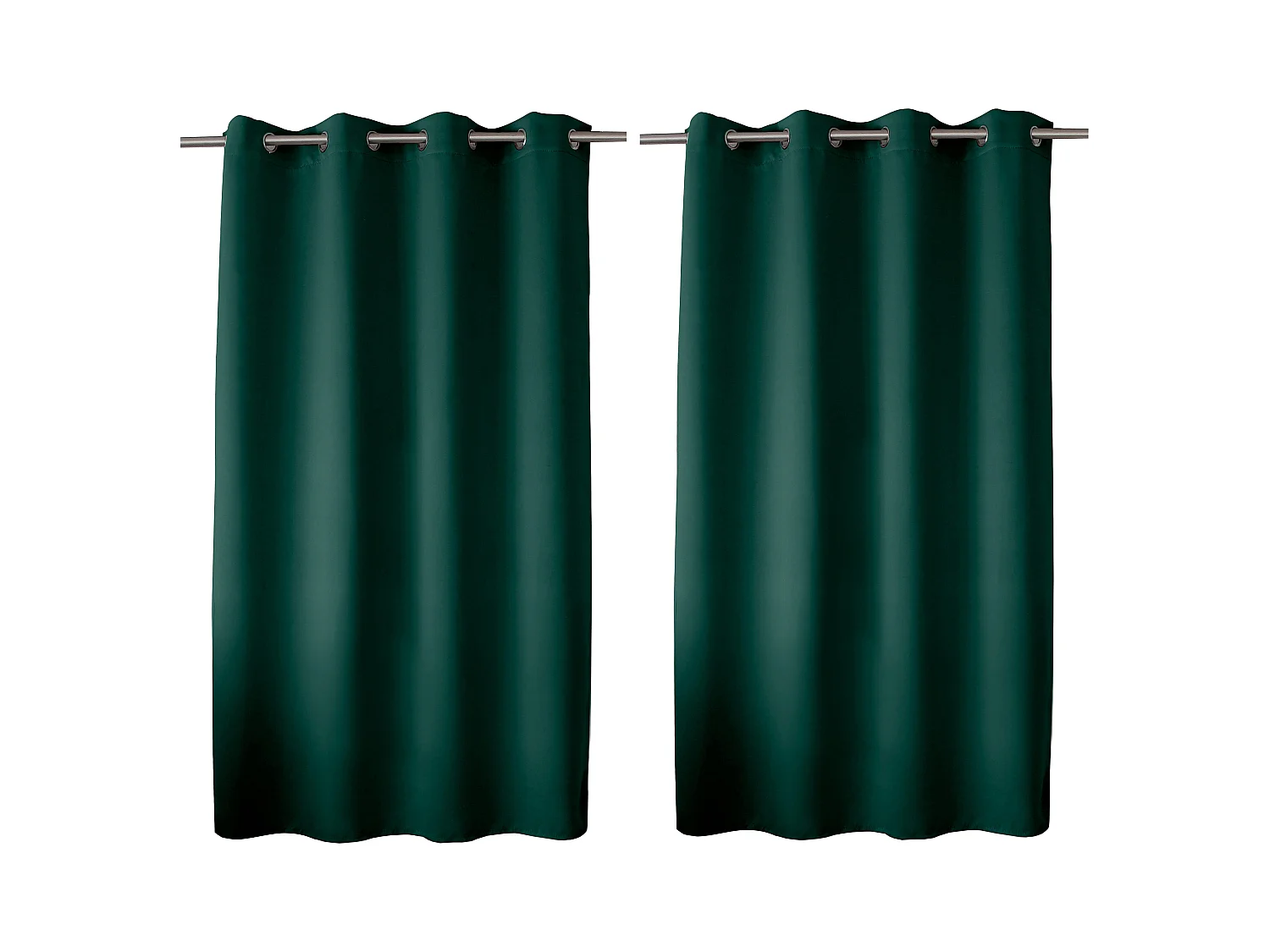 Set van 2 verduisterende gordijnen met zeilringen, donkergroen, 140x180cm, 100% polyester, Reglisse collectie