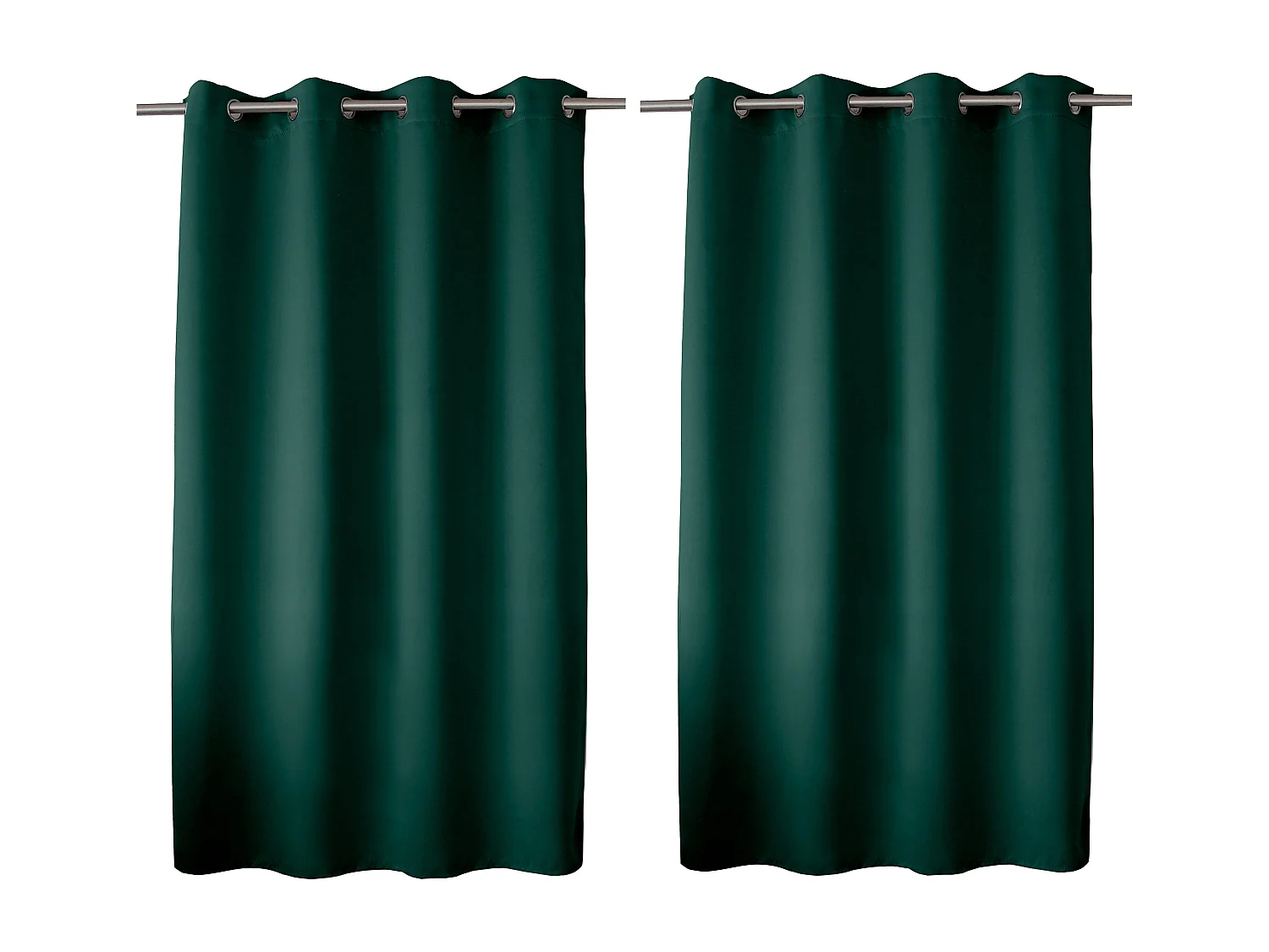 Set van 2 verduisterende gordijnen met zeilringen, donkergroen, 140x180cm, 100% polyester, Reglisse collectie